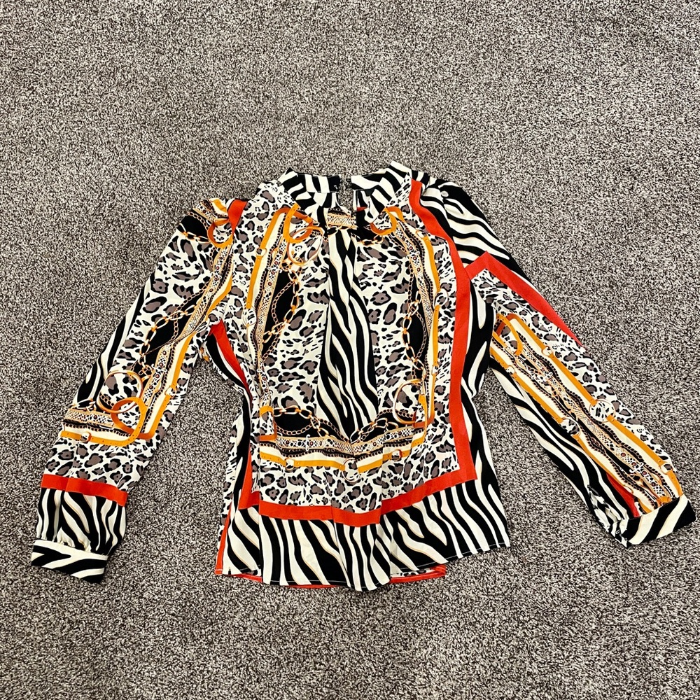 Cute mixed animal print blouse